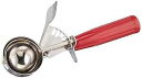 Winco No.24 Ice Cream Disher with Plastic Handle, Size 24, 1 3/4 oz capacity, Red, Stainess Steel