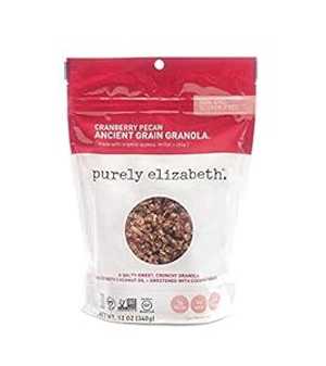 Purely Elizabeth Ancient Grain Granola、認定グルテンフリー、ビーガン、非遺伝子組み換え ココナッツシュガー おいしい健康的なスナック クランベリーピーカン 12オンス Purely Elizabeth Ancient Grain Granola, Certified Gluten-free, Vegan & No