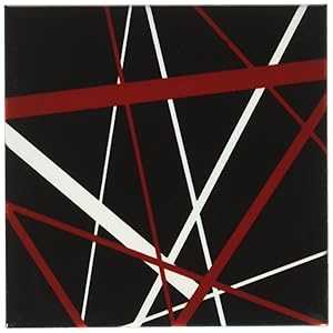 3dRose Red and White Stripes on A Black Background - Ceramic Tile Coas...