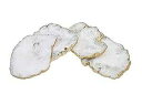 ゴディンジャー ホワイト クォーツ コースター ブラスエッジ 4枚セット Godinger White Quartz Coasters Brass Edge, Set of 4