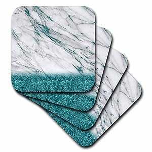 3dRose Luxury Grey Aqua Teal Gem Stone Marble Glitter Metallic Faux Pr...