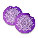 IT'S A SKIN Purple Mandala Car Coasters for Drinks Set of 2 Perfect Car Accessories with Absorbent Coasters. Car Coaster Measures 2.56 inches with Rubber Backing.