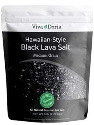 Viva Doria Hawaiian Black Lava Sea Salt、溶岩塩、中粒、5 ポンド Viva Doria Hawaiian Black Lava Sea Salt, Lava Salt, Medium Grain, 5 lb