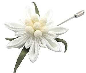 エーデルワイス ブローチピン メンズ 花 ラペルピン 白花 ボタンニエール スーツピン JuLVa Edelweiss brooch pin Men's flower lapel pin White flower buttoniere Suit pin
