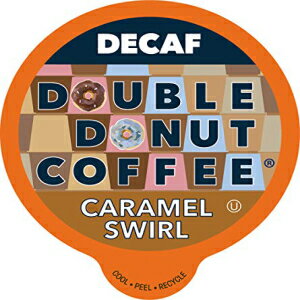 ダブルドーナツ、24カプセルのキューリグKカップメーカー用キャラメルスワールミディアムローストカフェイン抜きフレーバーコーヒーポッド Double Donut Coffee Caramel Swirl Medium Roast Decaf Flavored Coffee Pods for Keurig K Cups Makers from Dou
