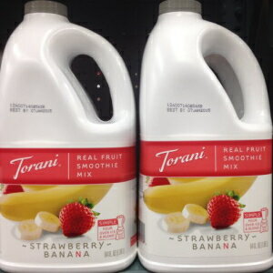 Torani リアルフ​​ルーツスムージーミックス ストロベリーバナナ 64オンス (2パック) Torani Real Fruit Smoothie Mix STRAWBERRY-BANANA 64oz (2 Pack)