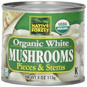 Native Forest オーガニック マッシュルーム、ピースと茎、4 オンス缶 (12 個パック) Native Forest Organic Mushrooms, Pieces & Stems, 4 Ounce Cans (Pack of 12)
