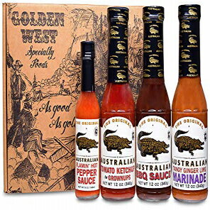 I[XgA̖OMtgZbg ? nTȃS[fEFXgMtg{bNXɓI[i`O\[X A Taste of Australia Gourmet Gift Set - All Natural Gourmet Sauces in a Handsome Golden West Gift Box