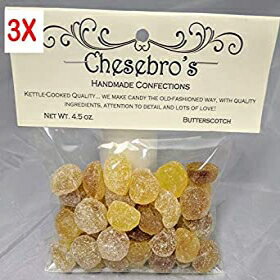Chesebroの手作り菓子昔ながらのやかんで調理したバタースコッチハードキャンディードロップ Chesebro's Handmade Confections Old-Fashioned Kettle-Cooked Butterscotch Hard Candy Drops