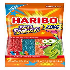 ハリボー グミ キャンディー、Z!NG サワー ストリーマー、7.2 オンス (14 個パック) Haribo Gummi Candy, Z!NG Sour Streamers, 7.2 ounce (Pack of 14)