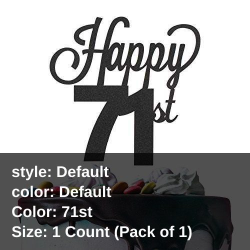 LINGTEER ハッピー71歳の誕生日 ブラックケーキトッパー 71歳の誕生日パーティーギフトデコレーションサインに乾杯するのに最適です。 LINGTEER Happy 71st Birthday Black Cake Topper Perfect for Cheers to 71 Years Old Birthday Party Gift Decora