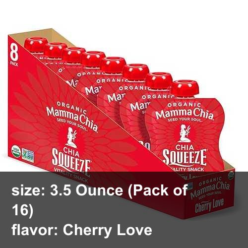 ママチア オーガニック ビタリティスクイーズスナック、チェリーラブ、3.5オンス16個入 Mamma Chia Organic Vitality Squeeze Snack, Cherry Love, 16- 3.5 Ounce Chia Vitality Snack, USDA Organic, Non-GMO, Vegan, Gluten Free, and Kosh glomarket-12485179 Glomarket パッケージ画像