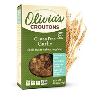 Gluten Free Garlic Croutons for Salad & Soup Toppings - Olivia's Croutons - 4.5 Ounce (Pack of 3)