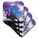 3dRose LLC cst_4144_3 Fairytale Dragon Ceramic Tile Coasters, Set of 4