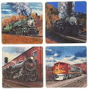 CoasterStone 吸収性コースター、4-1/4 インチ、「電車」、4 個セット CoasterStone Absorbent Coasters, 4-1...
