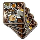 3dRose cst_28754_2 コーヒーをテーマにしたコラージュ ソフト コースター、8 枚セット 3dRose cst_28754_2 Coffee Themed Collage-Soft Coasters, Set of 8(3)