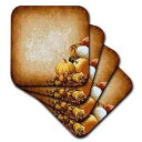 3dRose CST_34478_1 秋テーマのソフトコースター、4 個セット 3dRose CST_34478_1 Fall Theme Soft Coasters, Set of 4