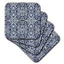 3dRose CST_34944_3 Blue and White Mosaic Ceramic Tile Coasters, Set of 4