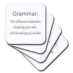 3dRose CST_107347_2 Grammar あなたのたわごとを知ることとあなたのたわごとを知ることの違い-ソフトコースター、8枚セット 3dRose...