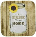3dRose CST_128555_2 Country Rustic Mason Jar with Sunflower Home Sweet Home Soft Coasters, Set of 8