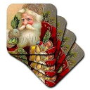 3dRose Vintage Santa Claus with Sack and Toys - Ceramic Tile Coasters, set of 4