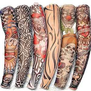 YARIEW 6pcs Temporary Tattoo Sleeves, 6pcs Set Arts Temporary Fake Slip On Tattoo Arm Sleeves Kit YARIEW 6pcs Temporary Tattoo Sleeves, 6pcs Set Arts Temporary Fake Slip On Tattoo Arm Sleeves Kit
