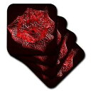 3dRose Flower. Red and Black. D cor. -Ceramic Tile Coasters, Set of 4 (CST_221528_3), Multicolor