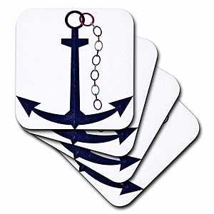 3dRose Cute Sail Boat Anchor with Red, White, Blue Chain-Soft Coasters, Set of 8 (CST_222621_2)