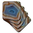 縞瑪瑙-クォーツサイト ソフト コースターの 3D ローズ マクロ、マルチカラー 3dRose 3D Rose Macro of Banded Agate-Quartzsite Soft Coasters, Multicolor