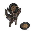 AeraVida Decorative Hand Carved Rain Tree Wood Elephant with Carriage as Coaster...