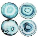 ミッドウェスト CBK 模造瑪瑙ストーン コースター 4 個セット (ブルー) MIDWEST-CBK Set of 4 Midwest CBK Imitation Agate Stone Coasters (Blue)