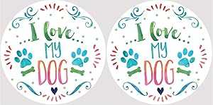 I Love My Dog 足跡 ファミリー ペット 車 コースター 2 個セット Clementine Designs I Love My Dog Paw P...