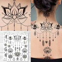 Supperb Temporary Tattoos - Mandala Floral Lotus Feather Flower Jewelry Bohemian Tattoo (Set of 2)