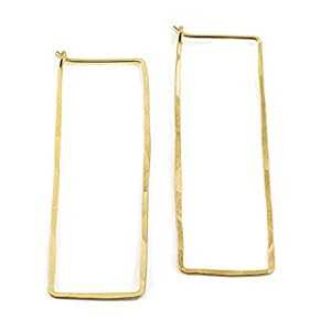 楽天GlomarketThin Hammered Hoop Earrings, Elegant Geometric Solid Sterling Silver, Gold Filled, and Rose Gold Filled; for Women by Lotus Stone Jewelry （Gold, Rectangle）