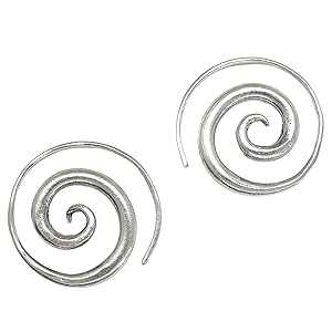 Generic Sterling Silver Simple Spiral Earrings, Handmade Minimalist Rustic Tribal Thick Swirl Hoop for Women or Men, 7/8 inches Medium size Coil Earrings Generic Sterling Silver Simple Spiral Earrings, Handmade Minimalist Rustic Tribal Thick Swirl Hoop for Women or Men, 7/8 inches Medium size Coil Earrings