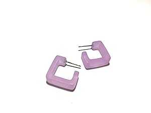 LEETIE LOVENDALE Lilac Small Square Lucite Hoop Earrings - SQSM-PU-3