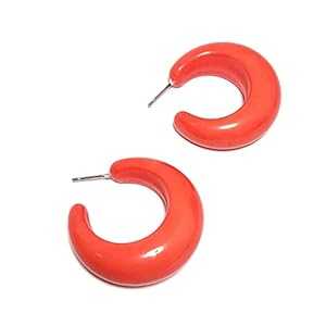 コーラル チャンキー Lucille ルサイト フープ イヤリング Leetie Lovendale Coral Chunky Lucille Lucite Hoop Earrings