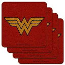 ワンダーウーマン クラシック ロゴ ロープロファイル ノベルティ コルク コースター セット GRAPHICS & MORE Wonder Woman Classic Logo Low Profile Novelty Cork Coaster Set(3)