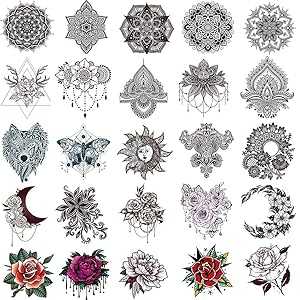 Ooopsi 40 Pieces Black Henna Temporary Tattoo Stickers for Women Girls - Lace Indian Mehndi Body..