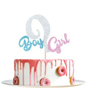 楽天Glomarketキラキラの男の子または女の子のケーキトッパー - カラフルなケーキデコレーション ベビーシャワー、性別お披露目、赤ちゃんの1歳の誕生日パーティーデコレーション用品 Glitter Boy or Girl Cake Topper - Colorful Cake Decor for Baby Shower, Gender