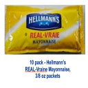 10 パック - Hellmann's REAL-Vraine マヨネーズ、3/8 オンス パケット 10 pack - Hellmann's REAL-Vraine Mayonnaise, 3/8 oz packets