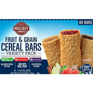 Wellsley Farms フルーツ & グレーン シリアル バー バラエティパック、48 カラット。として Wellsley Farms Fruit & Grain Cereal Bars Variety Pack, 48 ct. AS