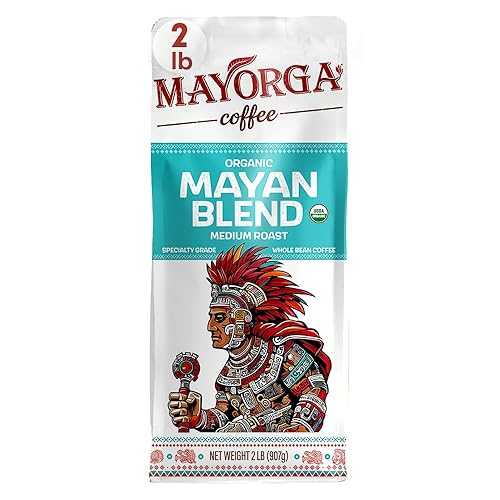 Mayorga Organic Coffee 2lb Mayan Blend - Medium Roast Whole Bean Coffee Specialty Grade, 100% Arabica, Slow Roasted, Chocolate and Floral Flavor with Low Acidity - USDA Organic, Non-GMO, Kosher