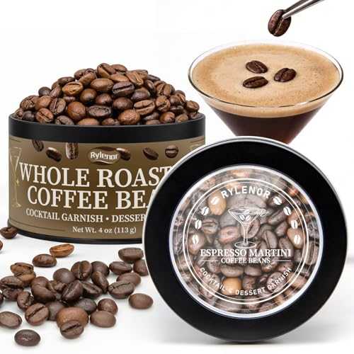 Rylenor 4oz Whole Coffee Beans Medium-Dark Roast- Espresso Martini Garnish for Coktails, Beans for Desserts & Mixology, Barista-Quality Garnish for Espresso Martinis & Coffee Drinks