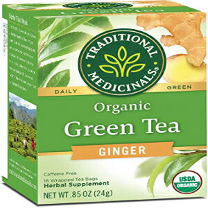 Traditional Medicinals オーガニック緑茶ジンジャーハーブティー、健康的な消化を促進、(1パック) - 16ティーバッグ Traditional Medicinals Organic Green Tea Ginger Herbal Tea, Promotes Healthy Digestion, (Pack of 1) - 16 Tea Bags