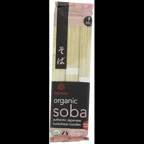 Hakubaku Organic Soba, Authentic Japanese Buckwheat Noodles, (no salt added), 3.1 Ounce (Pack of 24)