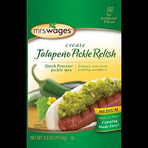 Mrs. Wages レリッシュ ピクルス ミックス、ミディアム ハラペーニョ ピクルス レリッシュ、3.9 オンス..
