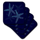 3dRose cst_47824_1 ネイビー N アクア スターフィッシュ ソフト コースター、4 枚セット 3dRose cst_47824_1 Navy N Aqua Starfish-Soft Coasters, Set of 4