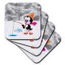 3dRose CST_55528_1 吹雪のペンギン釣り ソフトコースター 4枚セット 3dRose CST_55528_1 Penguin Fishing in a Snowstorm Soft Coasters, Set of 4