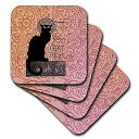 3dRose CST_79211_3 Le Chat Noir Vintage French Black Cat Ceramic Tile Coasters (...